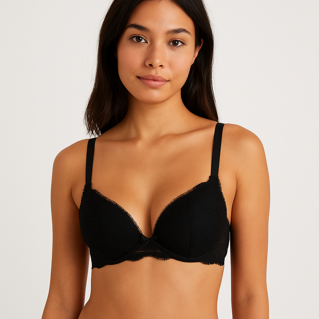 Women’s Secret Classic Black Lace Push-Up Bra – Underwire Support