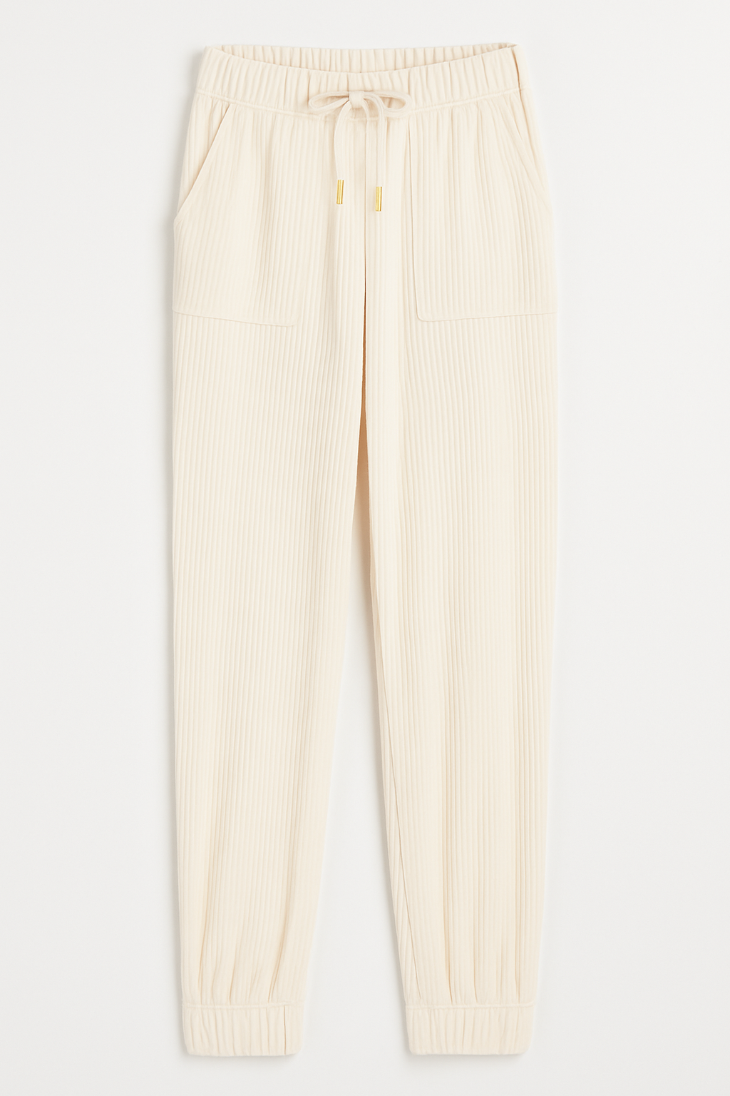 Women’s Secret Cream Ribbed Lounge Pants with Drawstring Waist