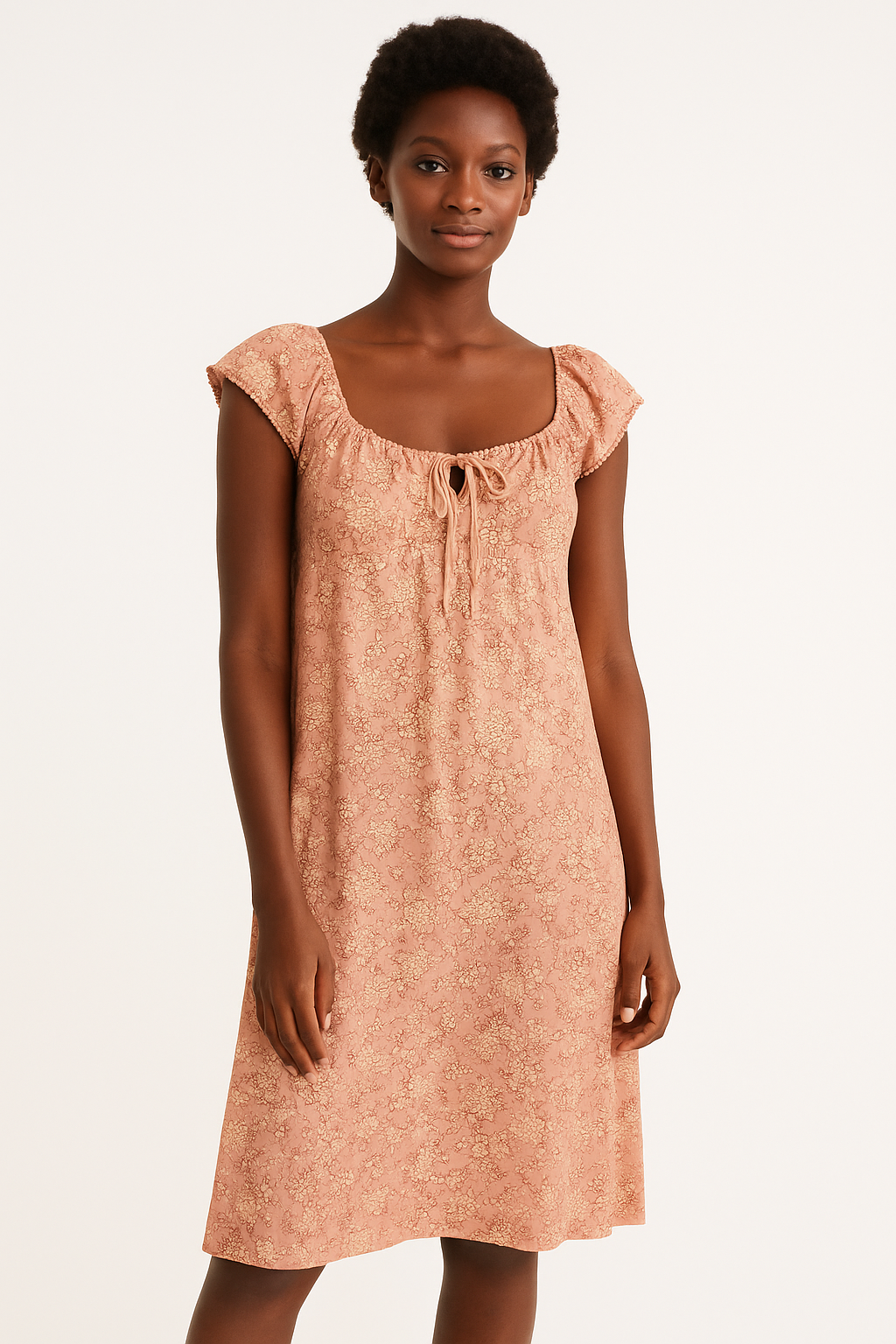 Women’s Secret Floral Off-Shoulder Night Dress – Soft Peach