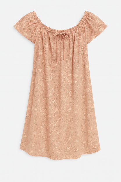 Women’s Secret Floral Off-Shoulder Night Dress – Soft Peach