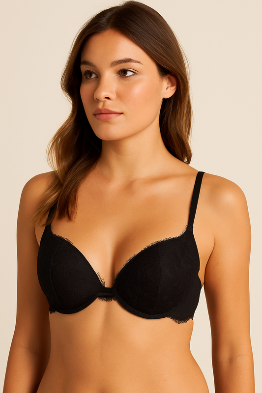 Women’s Secret Classic Black Lace Push-Up Bra – Underwire Support