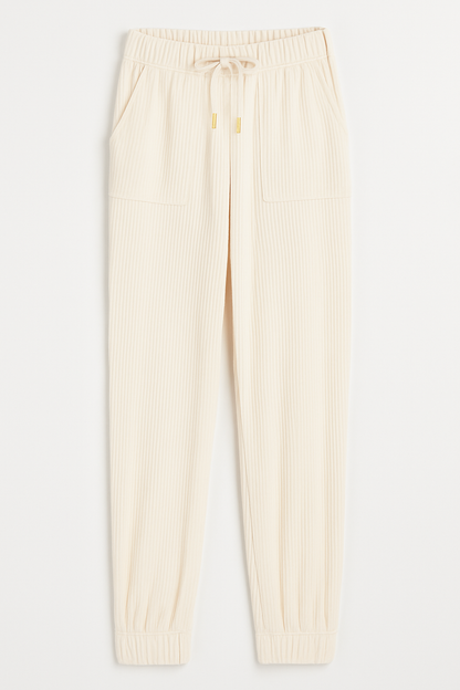 Women’s Secret Cream Ribbed Lounge Pants with Drawstring Waist