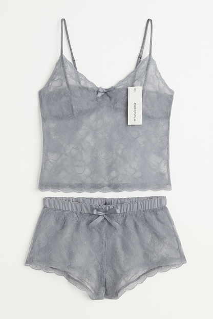 Women’s Secret Gray Lace Camisole & Shorts Lingerie Set